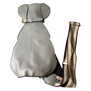 Gray Faux Leather Novelty‎ Dog Shaped Crossbody Sling Bag